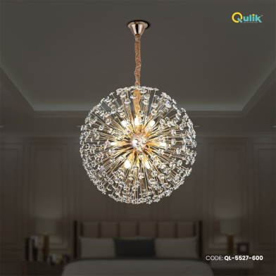 Qulik Modern Crystal Chandelier Crystal Hanging LED Ceiling Light image