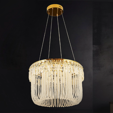 Qulik Modern Crystal Chandelier Decorative Pendant Hanging single layer 3 color LED Ceiling Light image