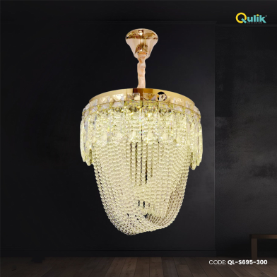 Qulik Modern Crystal Chandelier Decorative Pendant Hanging Single layer 3 Color LED Ceiling Light image