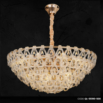 Qulik Modern Crystal Chandelier Decorative Pendant Hanging 3 color LED Ceiling Light image