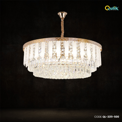 Qulik Modern Crystal Chandelier Hanging LED Ceiling Light image