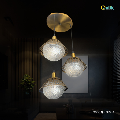 Qulik Modern Crystal Halo Trio Pendant Hanging Lights image