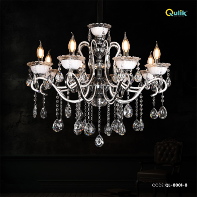 Qulik Modern Luxury Crystal Chandelier Pendent 8 Head Lamp image