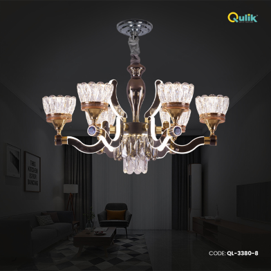 Qulik Modern Nordic Candle Crystal Chandelier Decoration Pendant Hanging Single layer 3 color LED Ceiling Light image
