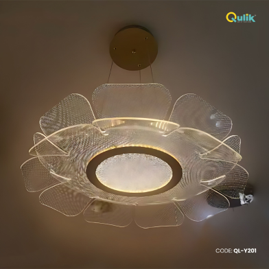 Qulik Modern Nordic Chandelier Decorative Hanging Flower Shape LED Ceiling Light image