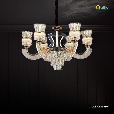 Qulik Modern Nordic Crystal Chandelier Decoration Pendant Hanging Single layer 3 color LED Ceiling Light image