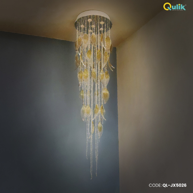 Qulik Modern Nordic Crystal Chandelier Decoration Pendant Hanging LED Ceiling Light image