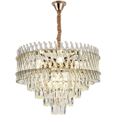 Qulik Modern Stainless Steel K9 Crystal Chandelier Gold Finish Ceiling Light image