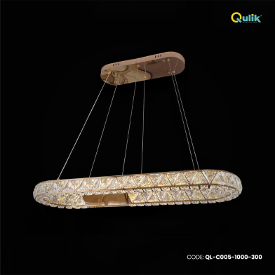 Qulik Rectangular Loop Luxury LED Crystal Chandelier Pendant Light image