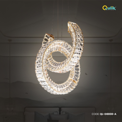 Qulik Stainless Steel Luxury LED Circle Rings Crystal Chandelier Pendant Light image