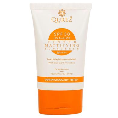 Qurez Mattifying Tinted Sunscreen SPF 50 PA plus plus plus plus - 50 gm -328297783 image