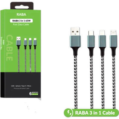 RABA 3 in 1 Fast Charging Cable image