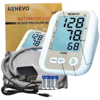RENEVO Fully Automatic Portable Digital Blood Pressure Monitoring Machine with Smart MDD Technology image