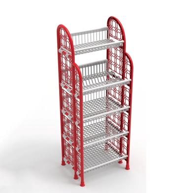 RFL Hexagonal kitchen Rack 5 Step - Red And White image