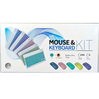RGB Wireless Keyboard And Mouse Set - Compact Rechargeable Bluetooth for iPad, Android, iOS And Windows image
