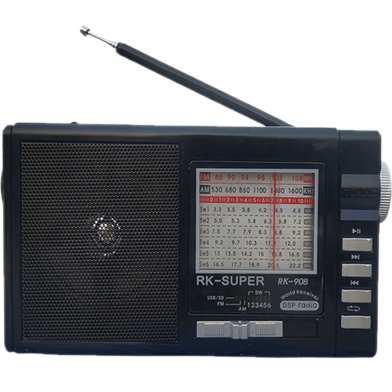 RK Super RK-908 8-Band Radio with USB SD Player and Torch Light image