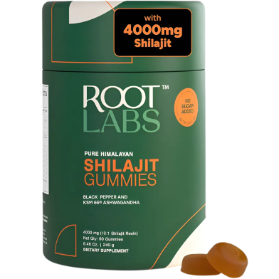 ROOT LABS Pure Himalayan Shilajit Gummies KSM-66 Ashwagandha, Gokshura and 75Percent Plus Fulvic Acid and 85 Plus Trace Minerals Men, Women 60 Gummy image