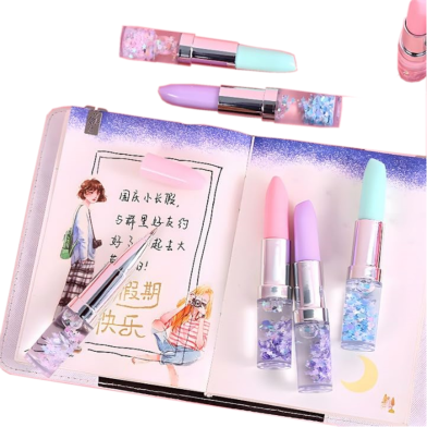 Radiance Attractive Glitter Lipstick Ball Pen Stylish Stationery Ball Pen for Girls, Best Return Gifts For Kids image