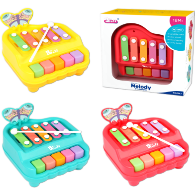Rainbow Melody Xylophone 8-Note Colorful Wooden Musical Instrument image