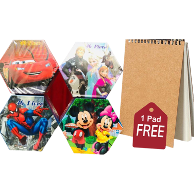 Random Design Buy1 46 - Pcs Drawing Art Set in Paper Card Box for Kids-A Get 1 Handmade Drawing Pad Free image