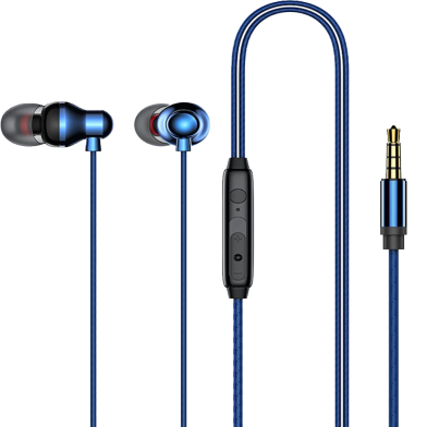 Recci REP-L35 Earphones13mm Brass Horn Shocking Sound Noise Reduction 3.5mm Gold Plug image