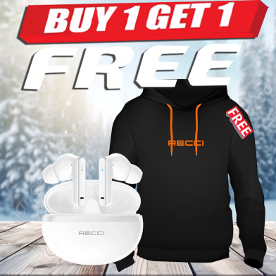 Recci REP-W88 Wireless ANC And ENC Earbuds White (Buy 1 Get 1 Recci Black Hoodie FREE) image