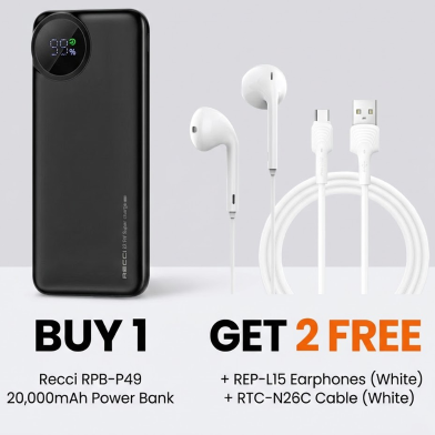 Recci 22.5W RPB-P49 Fast Charging Power Bank 20,000mAh ( Buy 1 Get 2 REP-L15 and RTC-N26C FREE) image