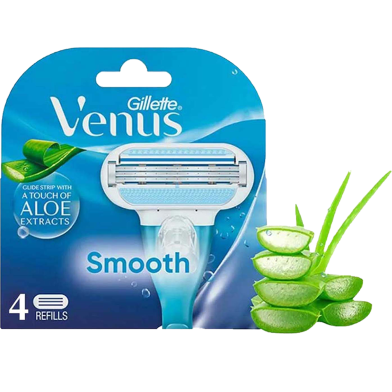 Refills | Venus Hair Removal Razor Blades/Refills/Cartridges for Women - 4 Pcs | Aloe Vera image