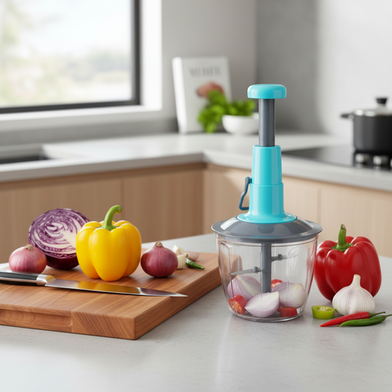 Refined Taste - Push Chopper Plastic Vegetable Chopper Cutter, Vegetable Push Chopper for Kitchen, 3 Sharp Stainless Steel Blades, Slide 2