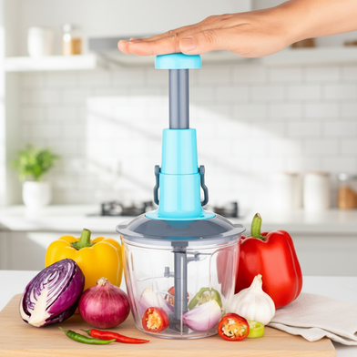 Refined Taste - Push Chopper Plastic Vegetable Chopper Cutter, Vegetable Push Chopper for Kitchen, 3 Sharp Stainless Steel Blades, Slide 3