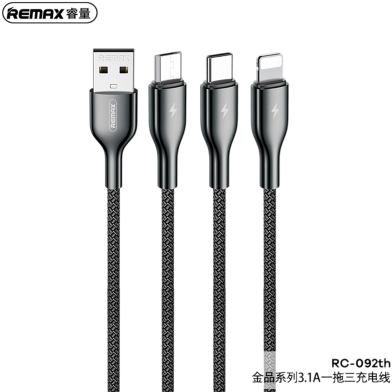 Remax RC-092th Kingpin Series 3.1A 3-in-1 Charging Cable image
