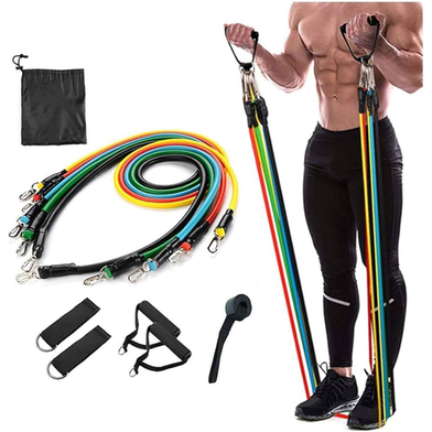 Resistance Band Set With Ankle Straps Door Strap And Carrying Bag- 11 Pcs - (150 LBS) Slide 2