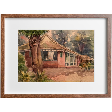 Restaurant in Dhanmondi lake watercolor - (20x14)inches image