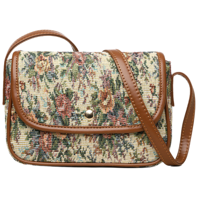 Retro Fabric Messenger Bag - Yellow image