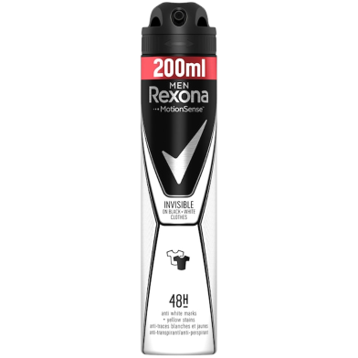 Rexona Invisible Black and White Men Deodorant Spray 200 ml image
