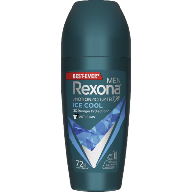 Rexona Motion Activated ICE Cool 72h 3x Stronger Protection Roll On For Men 45 ml image