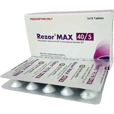 Rezor Max 5 mg , 40 mg Tablet 10's Strip image