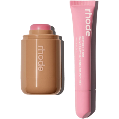 Rhode 2 in 1 piggy Pocket Blush plus ribbon Peptide Lip Tint Duo combo image