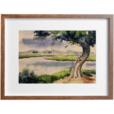 Mahmudur Rahman Rial Riverscape Watercolor - (20x16)inches image