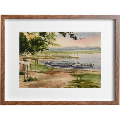 Riverscape Watercolor - (27x20)inches image