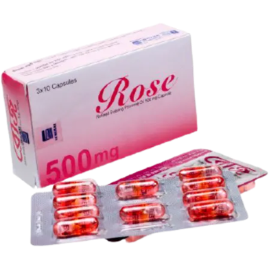 Rose 500 mg Capsule 10's Strip image