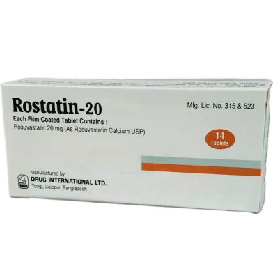Rostatin 20 mg Tablet 14's Pack image