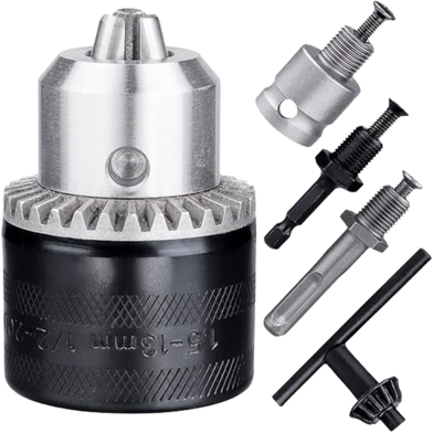 Rotary Hammer Drill Chuck Adapter 1.5-13mm 1/2 inch 20UNF Thread With SDS Plus Quick Change Drill Chuck Adapter SDS Plus Shank With Wrench Chuck Key Drills and Drivers image