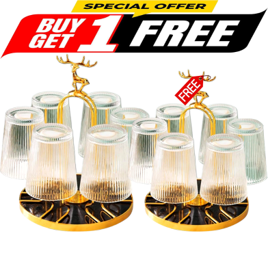 Rotating Cup Drying Rack Stand, 6 Cups Drinking Glass Holder ( Buy 1 Get 1 FREE) image