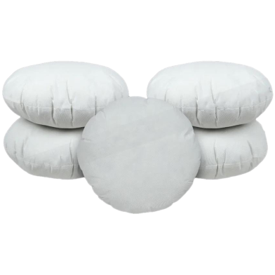 Round Fiber Cushion, Tissue Fabric, White 18x18 Inch Set of 5 image
