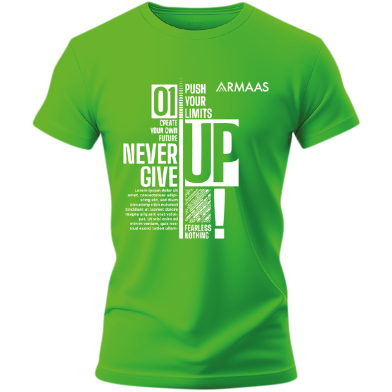 Round Neck T Shirt Green (Never Give Up) image
