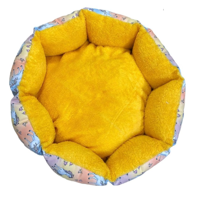 Round Plush Pet Bed Super Soft and Super Warm Small Size- Yelloow Color image