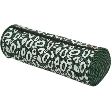 Round Pouch Bag Green And White 9x4 Inch image