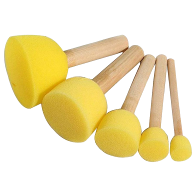Round Stencil Sponge Dabber with Wooden Handle - 5 Pcs image