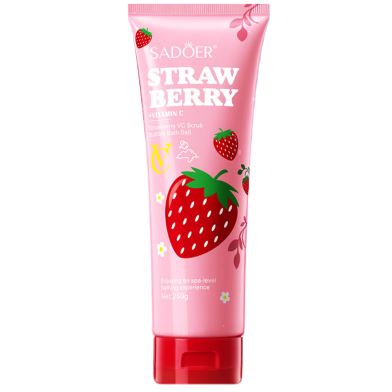 SADOER Strawberry Body Scrub Bubble Bath Salt 250 gm image